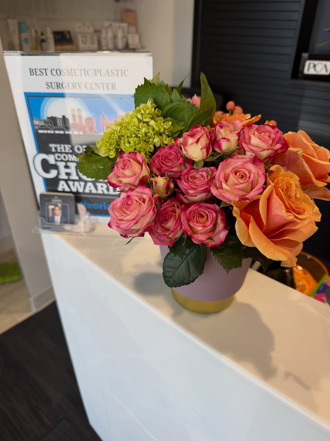 Instagram post by Dr. Khurram Rashid: We have the best patients!! Thank you for the beautiful flowers celebrating our 10th anniversary!! #rashidplasticsurgery #drkhurramrashid #p…