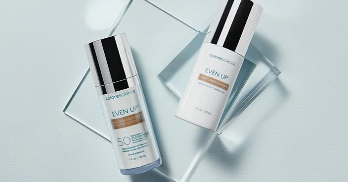 Instagram post by Dr. Kimberly Uhles Hurvitz: We are celebrating Melasma Awareness Month! Now until the end of July get 25% off of @colorescience Even Up 🩵 • • • • • • • • #colorescienc…