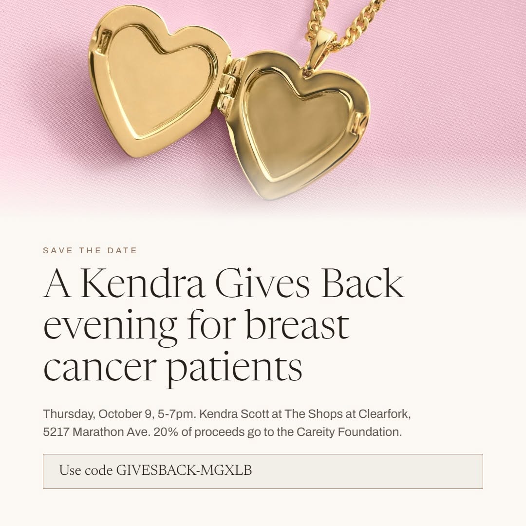 Instagram post by Dr. Kiran Polavarapu: On Thursday, October 9, Dr. Polavarapu and The Center for Cancer & Blood Disorders are Kendra Scott in The Shops at Clearfork from five to s…