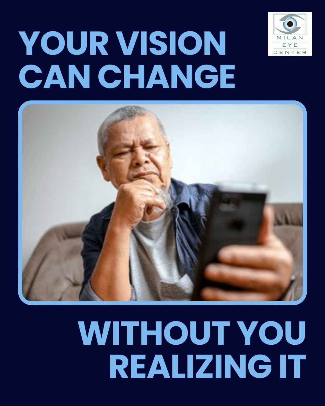 Instagram post by Dr. Kiran Sajja: 📖👀 Do you find yourself holding your phone farther away... or needing brighter light to read? Small vision changes often happen gradually,…