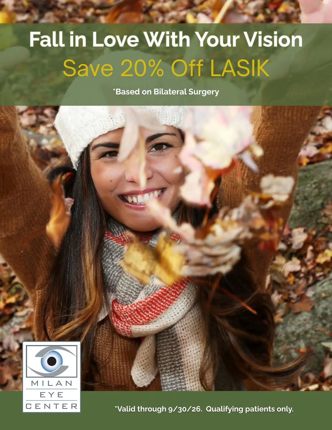 Instagram post by Dr. Kiran Sajja: ✨🍂Fall in love with your vision this season! 🍂✨ Say goodbye to glasses and contact lenses, and hello to crisp, clear sight. For the entire…
