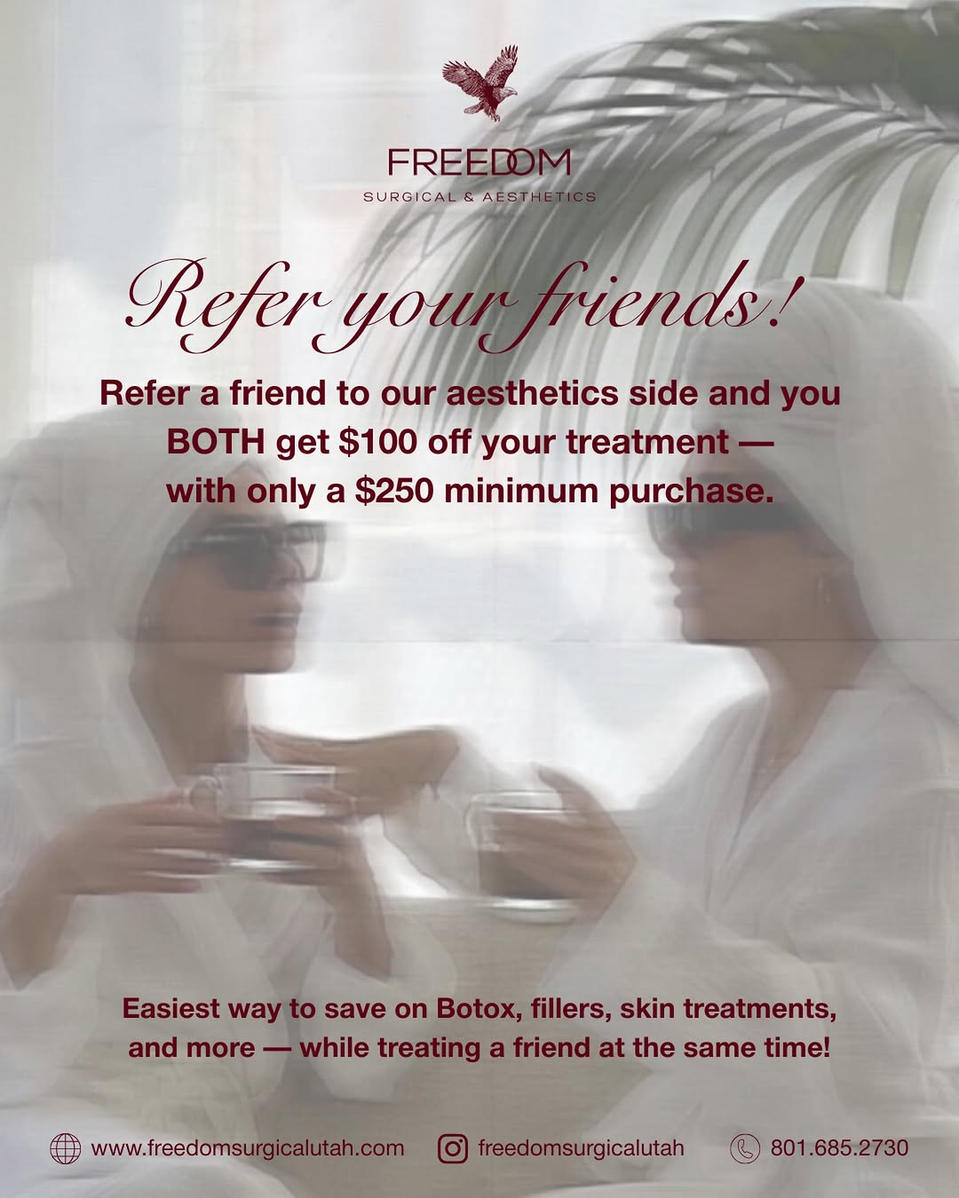 Instagram post by Dr. Kirk Moore: There’s no better glow-up than one you share. ✨ Refer a friend to our aesthetics side & you’ll BOTH RECEIVE $100 OFF your treatment, with a …