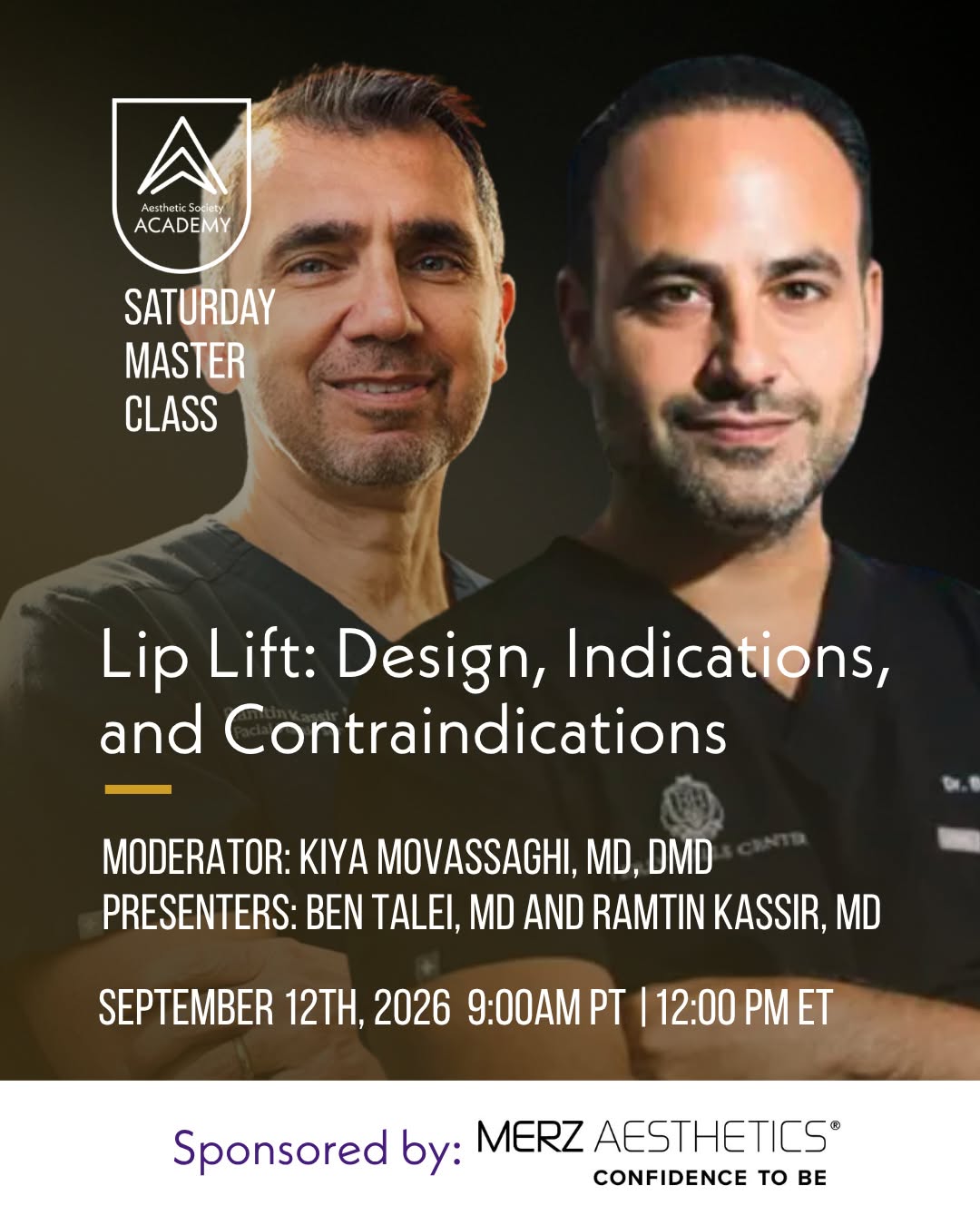 Instagram post by Dr. Kiya Movassaghi: 📚THIS SATURDAY, don't miss September's Master Class, "Lip Lift: Design, Indications, and Contraindications" on Saturday, August 8th, with:⁠…