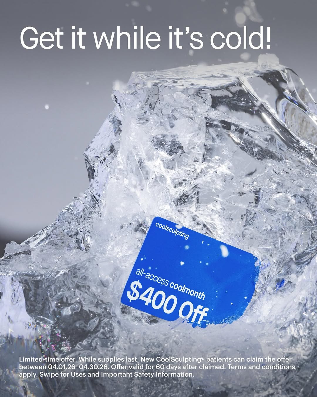 Instagram post by Dr. Konstantin Bukov: It’s now or never! Claim your limited-time offer: $400 off your first CoolSculpting® treatment 💙 Here’s how: → Visit Alle to claim the offe…