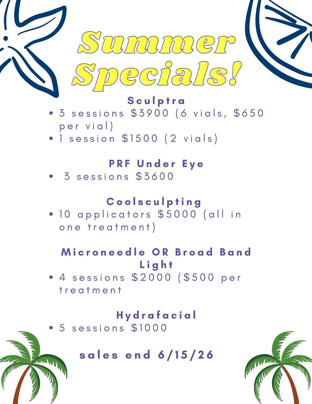 Instagram post by Dr. Konstantin Bukov: Summer Specials are live! Come in to see us and start your skincare journey today 🌞 Our providers are NHA are skilled and happy to help you…