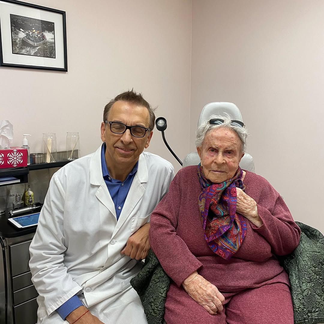 Instagram post by Dr. Konstantin Salkinder: Mrs. Shapiro 106 years young! Born in Odessa in 1913! Very sharp lady!We ❤️ our patients!
