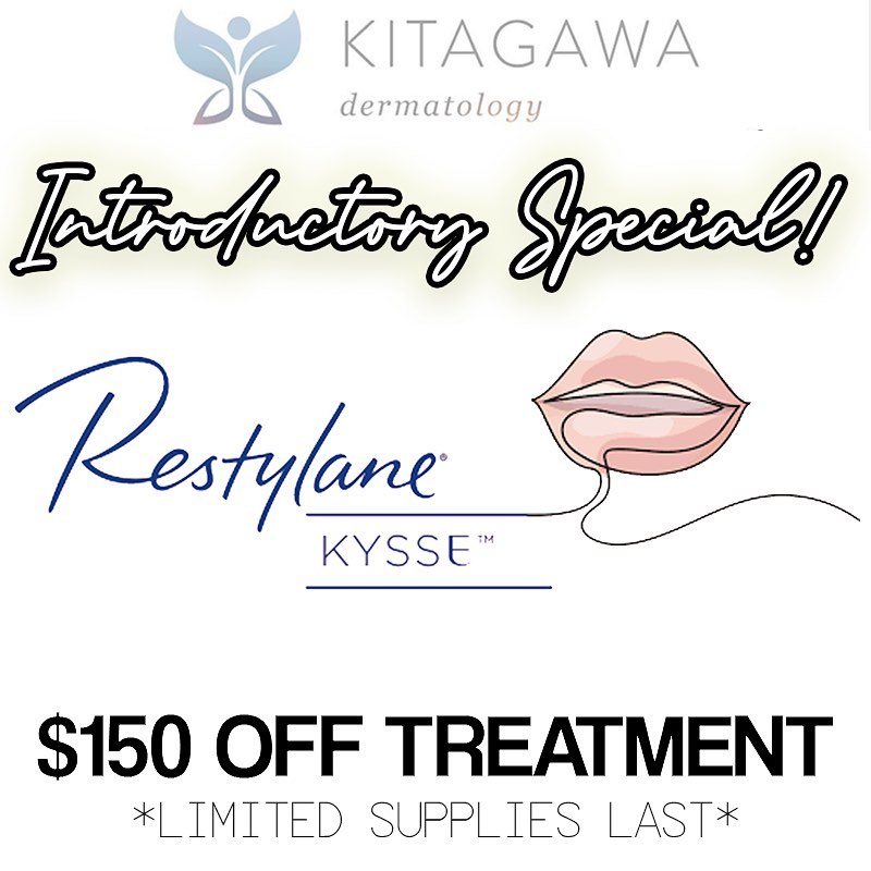 Instagram post by Dr. Kory Kitagawa: 🚨INTRO SPECIAL🚨 👄 Restylane Kysse ✨ 💰 $150 OFF Treatment 🦋 NEW Lip Filler designed to create softer, more natural-looking lips, all whi…