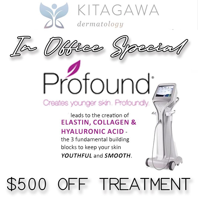 Instagram post by Dr. Kory Kitagawa: 🚨IN OFFICE SPECIAL🚨 💪 Profound ✨ 🦋 State-of-the-art, minimally invasive treatment designed to create new elastin, collagen and hyaluroni…