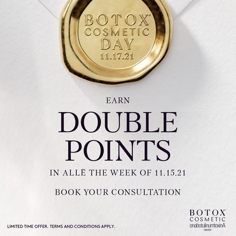 Instagram post by Dr. Kris M. Reddy: National Botox Day is November 17. Alle is the customer loyalty program for Allergan, and they are offering double points that week. Dr. Red…