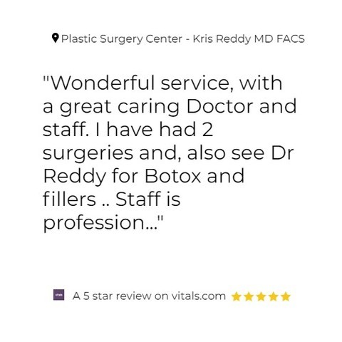 Instagram post by Dr. Kris M. Reddy: Thank you for the 5 star plastic surgery, botox, and fillers review. We appreciate your loyalty and the friendship of you and your family. D…