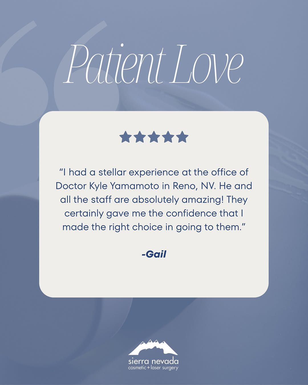 Instagram post by Dr. Kyle T. Yamamoto: Your words mean more than you know. Every kind message, every review stays with us. Thank you for being part of our community.🫂✨ #renoplast…