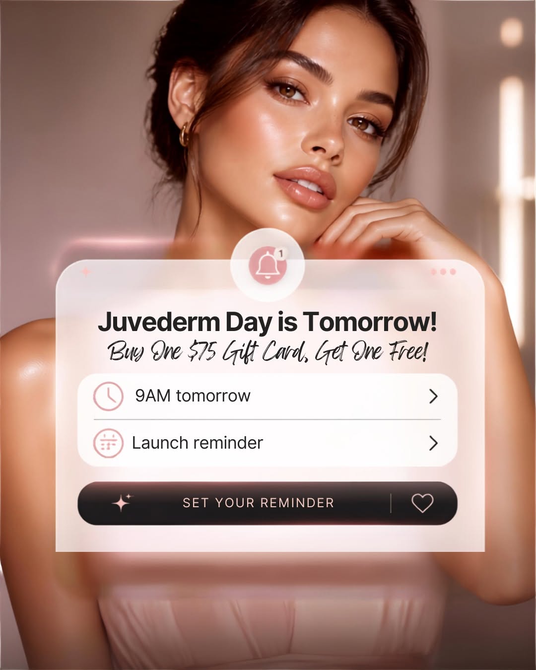 Instagram post by Dr. Larry C. Leverett: SET YOUR ALARM! Tomorrow at 9am the Juvederm Day Gift Card Special launches! Visit alle.com/juvedermday to claim yours - don't snooze, while…