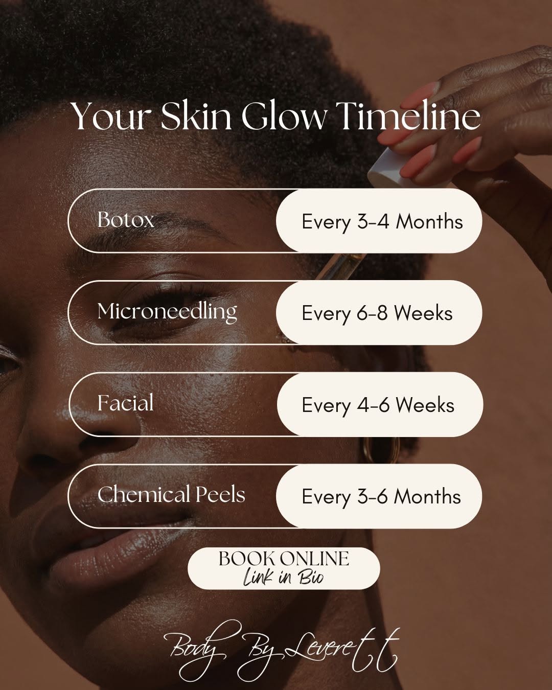 Instagram post by Dr. Larry C. Leverett: We love the saying "Keep up, so you don't have to catch up!" Maintaining that *glow* means knowing the optimal time between treatments - we'…