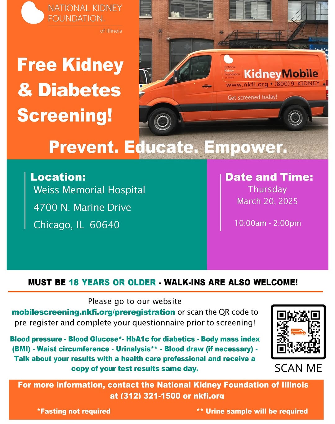 Instagram post by Dr. Larry S. Zachary: Free health screenings on 3/20 with the @NKFIllinois #KidneyMobile! Learn more at www.nkfi.org. #HealthScreening #Kidneys #weissmemorialhosp…