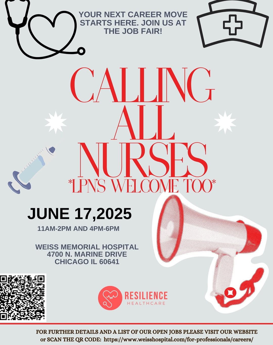 Instagram post by Dr. Larry S. Zachary: Resilience Healthcare invites you to our job fair on 6/17! #weissmemorialhospital #healthcareheroes #hospital #northsideproud #weareweiss #d…