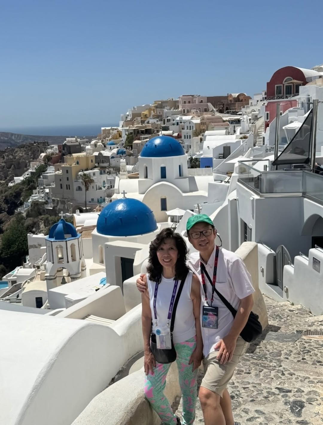 Instagram post by Dr. Lawrence D. Chang: Do you know what makes Dr C really happy? …… having a Greek gyro with his best friend in a far away place!! 🥰🌅#lifeisgood
