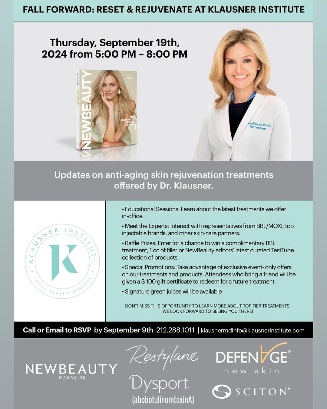 Instagram post by Dr. Lee Ann M. Klausner: We hope you can join us next Thursday, September 19th for a special event hosted by Dr. Klausner and leading representatives! RSVP required.…