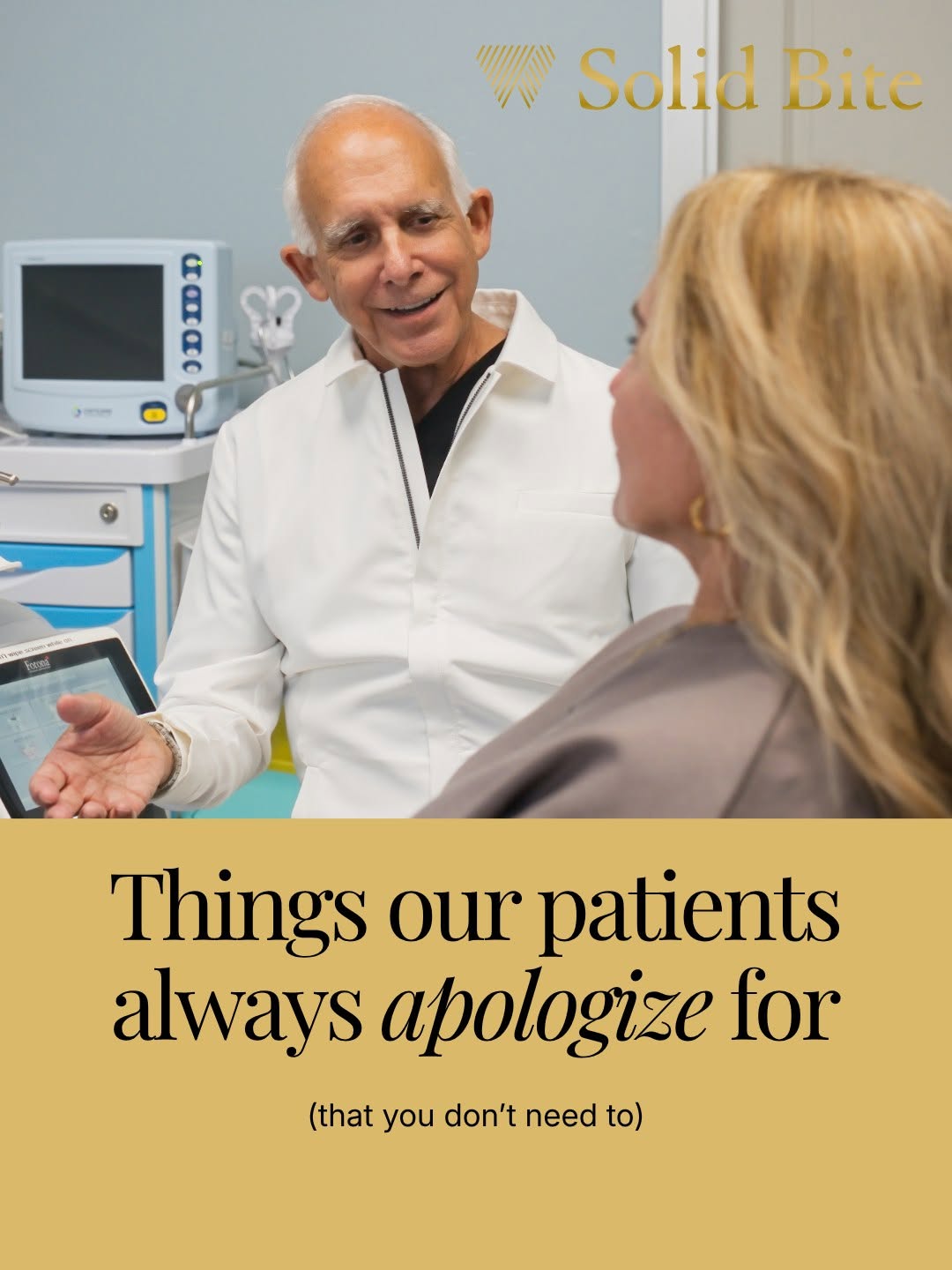 Instagram post by Dr. Lee Sheldon, D: Life happens, and the important thing is that you’re taking a step toward your oral health now. At Solid Bite, we’re here to help, not judge…