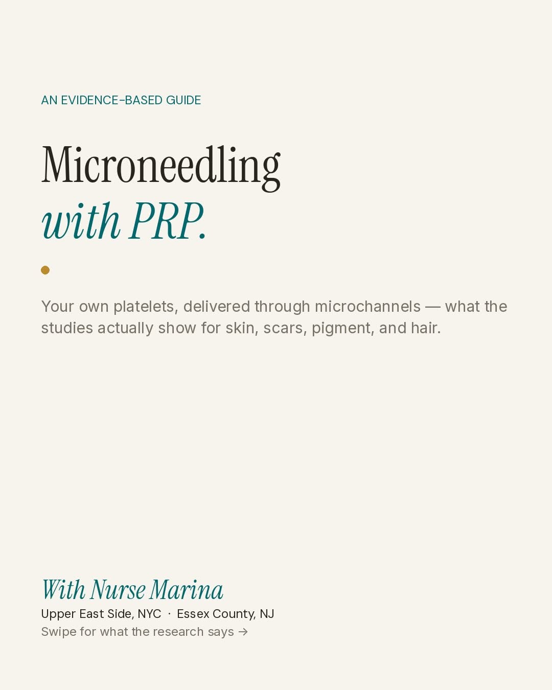 Instagram post by Dr. Leslie Gerstman: The only aesthetic treatment where the active ingredient is you. Microneedling with PRP takes a small blood draw, spins it to concentrate yo…