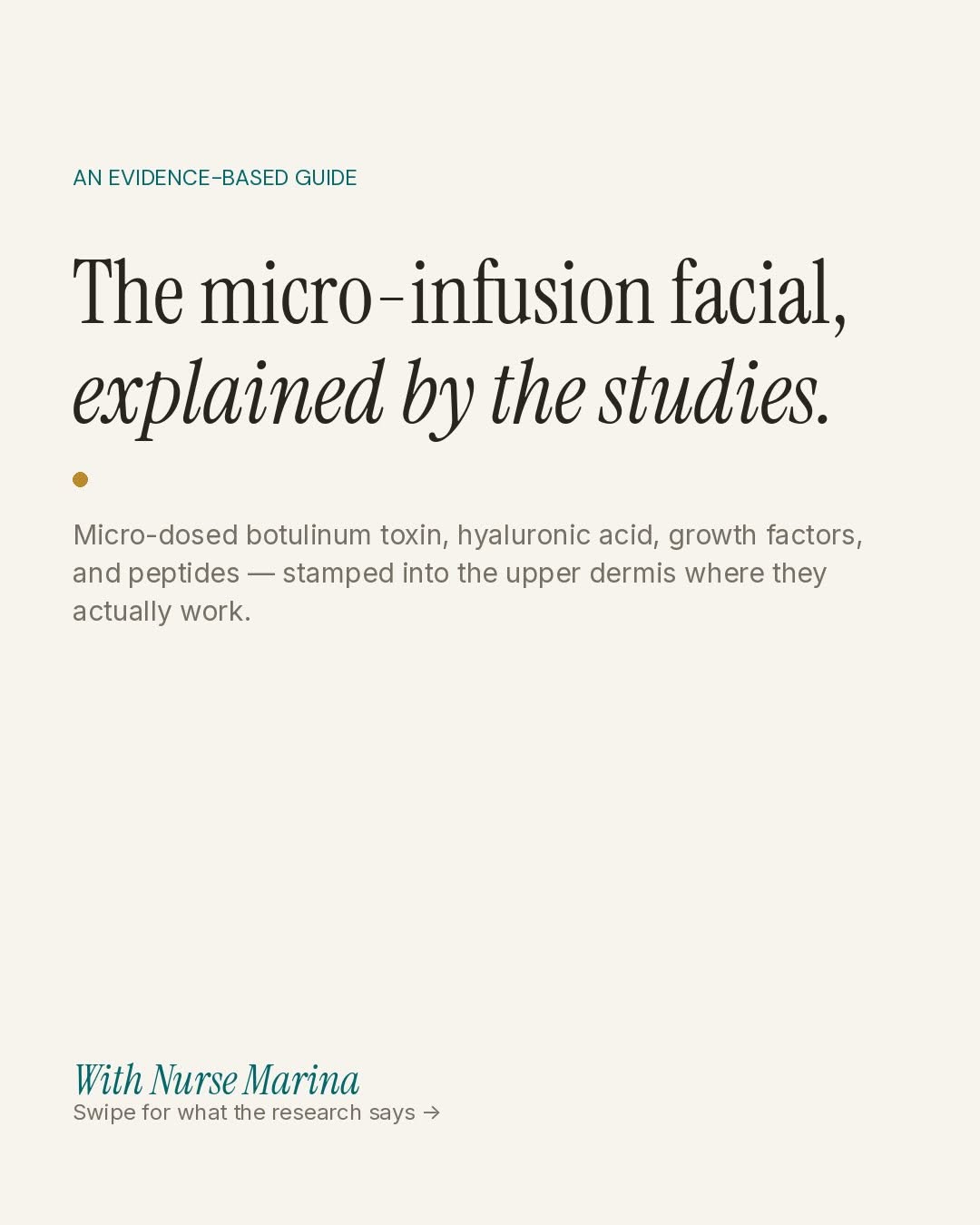 Instagram post by Dr. Leslie Gerstman: The “glass skin” facial your pores have been waiting for. Micro-infusion uses a stamping device with ultra-fine needles to deposit a customi…