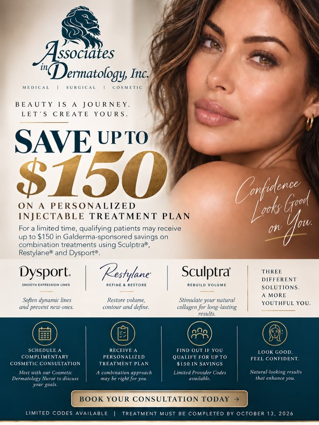 Instagram post by Dr. Leslie R. Coker: ✨ A little confidence boost, on us. ✨ For a limited time, qualifying patients can save up to $150 on personalized treatment plans featuring …