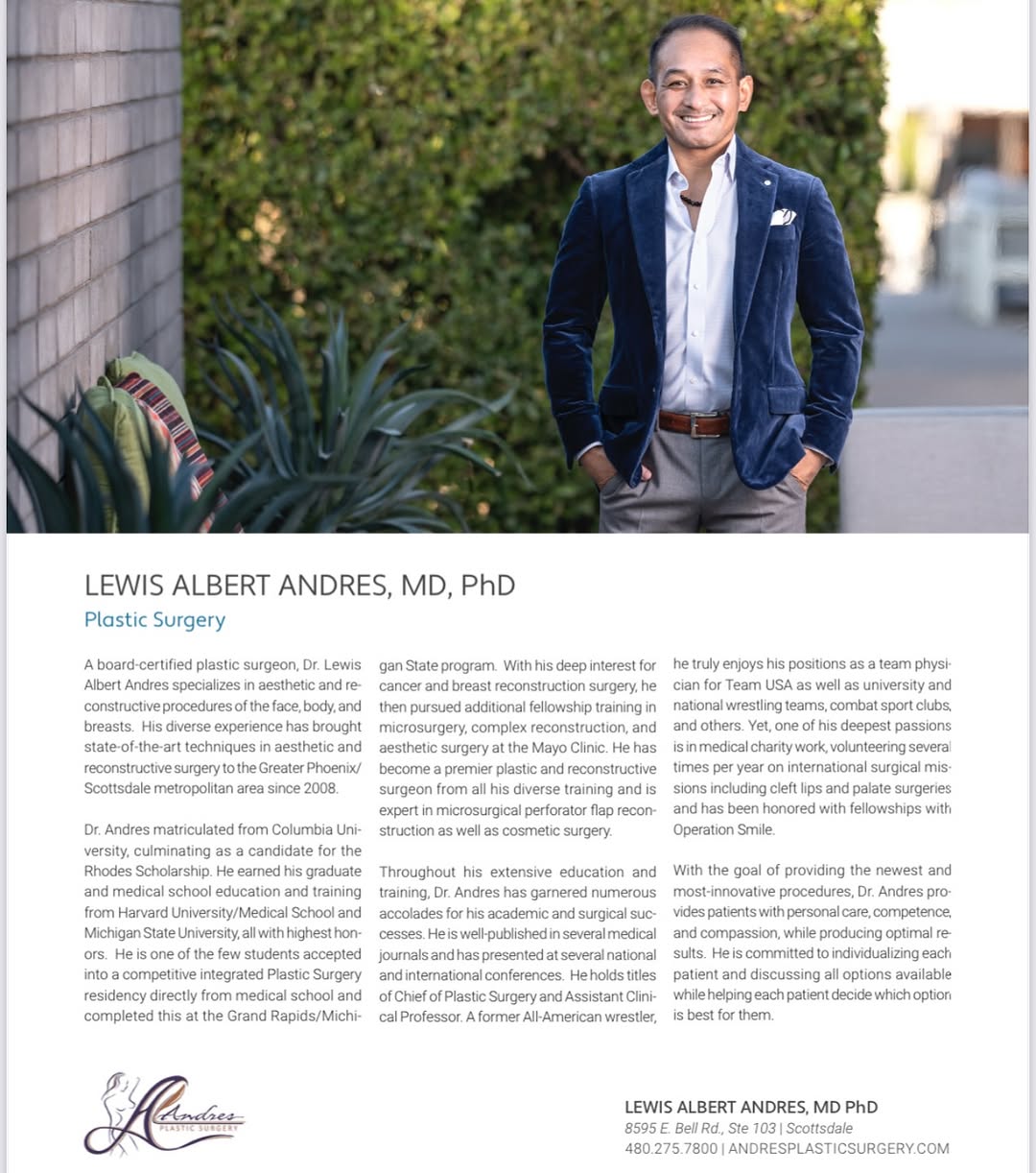 Instagram post by Dr. Lewis Albert Andres: Transform your look with confidence, knowing you’re in the hands of a board-certified expert. 👨⚕️✨ Dr. Andres is a trusted and highly-skil…