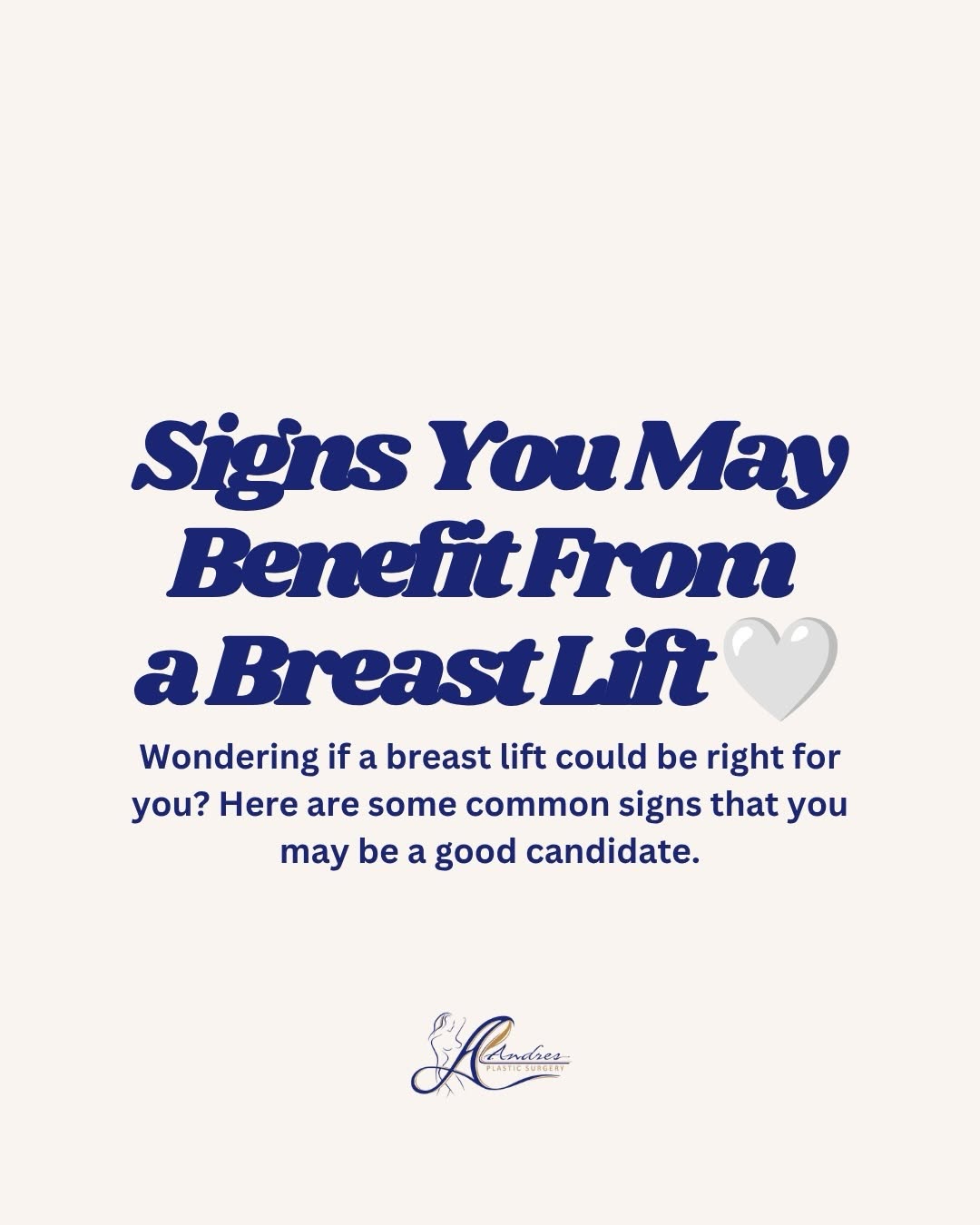Instagram post by Dr. Lewis Albert Andres: Many women assume they need breast implants when what they’re really looking for is a lift. A breast lift is designed to improve the positio…