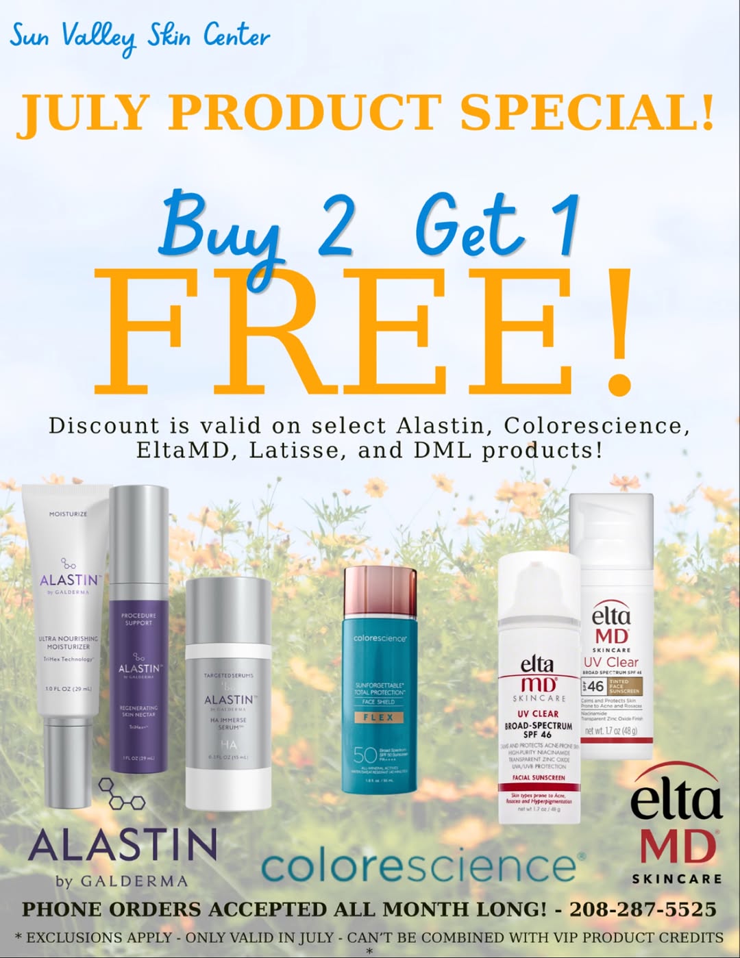 Instagram post by Dr. Lindie Borton: July product sale is going on now! All month long, most cosmetic products qualify for our Buy 2 Get 1 FREE!! #svscboise #sunvalleyskincenter…