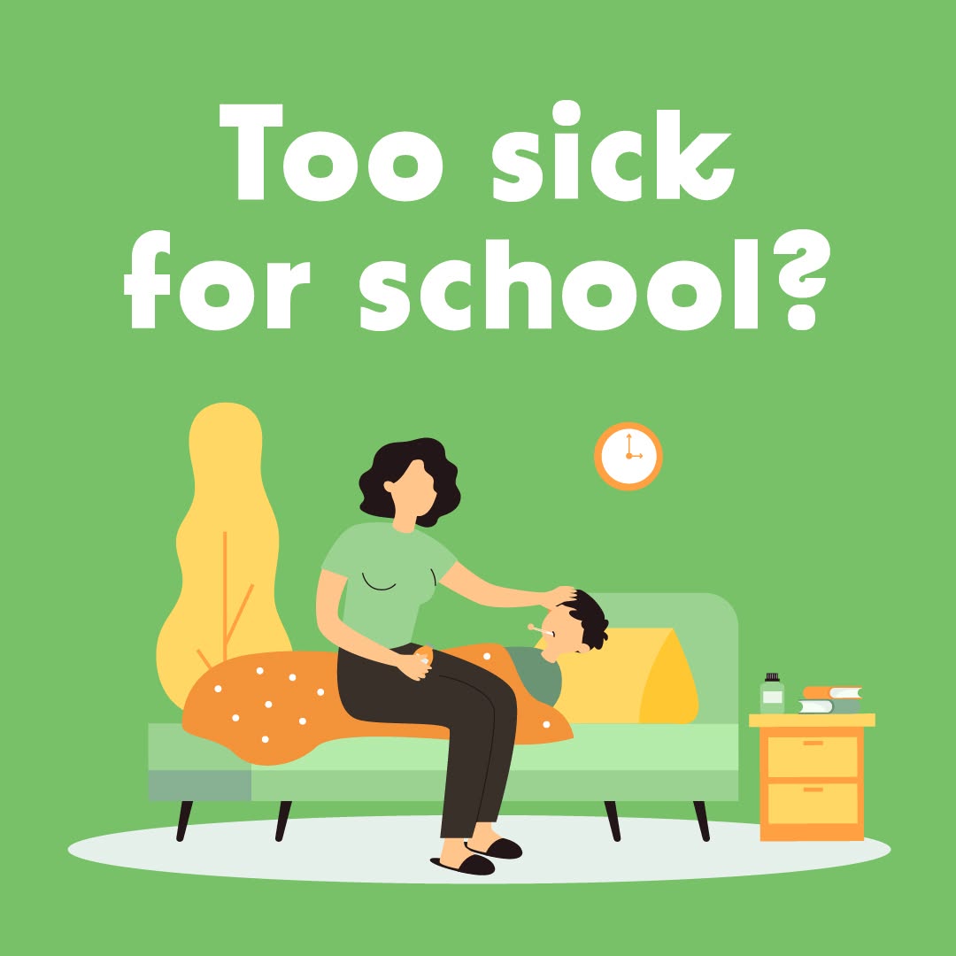 Instagram post by Dr. Lindsay S. Eisler: A little sniffle doesn’t always require a sick day. But fever, vomiting, diarrhea, or symptoms that keep your child from comfortably partici…