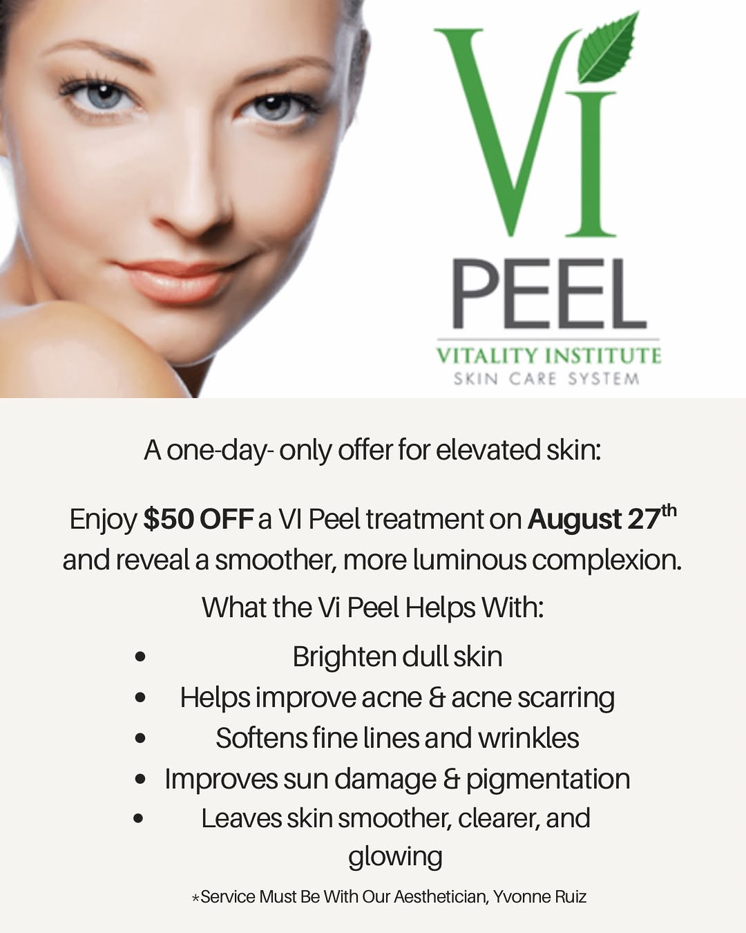 Instagram post by Dr. Lisa Benest: ✨It’s Glow Time✨ 🗓️ Book your appointment today, limited slots available. #vipeel #glowingskin #peptides #brightenskin #dermesty