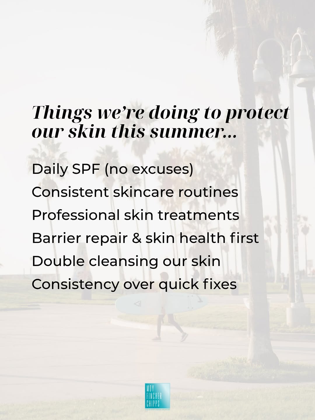 Instagram post by Dr. Lisa Chipps: Consider this your sign to get serious about your skin this summer. SPF every single day. A routine you actually stick to. Treatments that w…