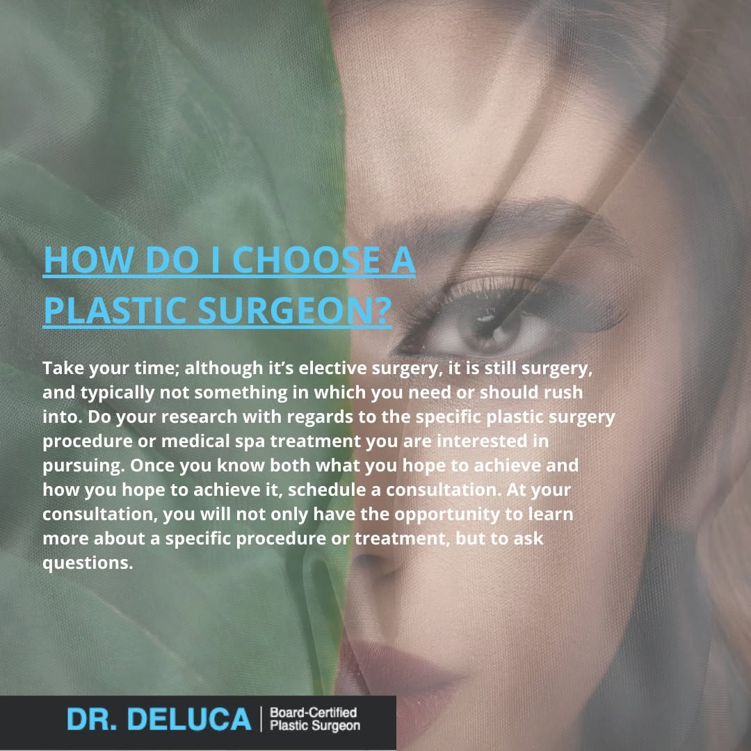 Instagram post by Dr. Louis DeLuca: Take your time; although it's elective surgery, it is still surgery, and typically not something in which you need or should rush into. Do y…