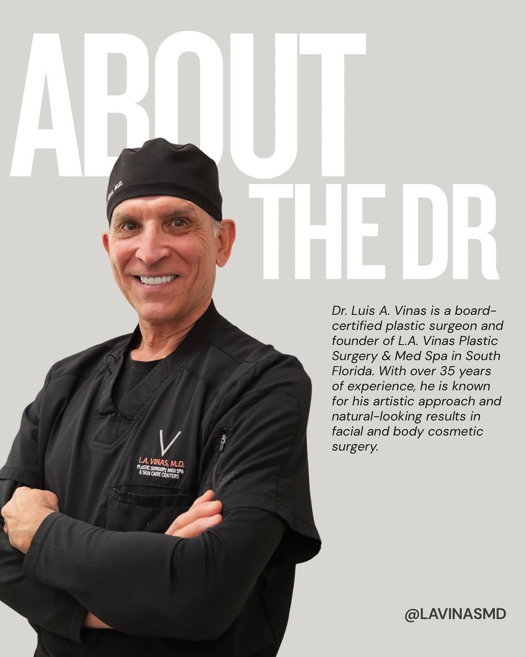 Instagram post by Dr. Luis A. Vinas: Luis A. Vinas is a board-certified plastic surgeon and founder of L.A. Vinas Plastic Surgery & Med Spa. With over 35 years of experience, he…