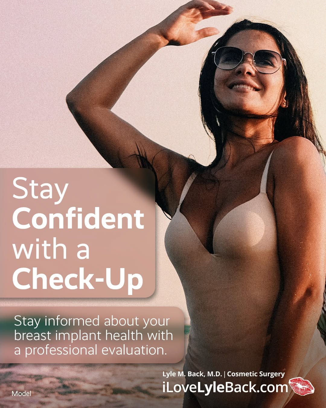 Instagram post by Dr. Lyle M. Back: Your confidence deserves continued care. 💗 Whether your breast augmentation was recent or years ago, routine implant evaluations can provid…