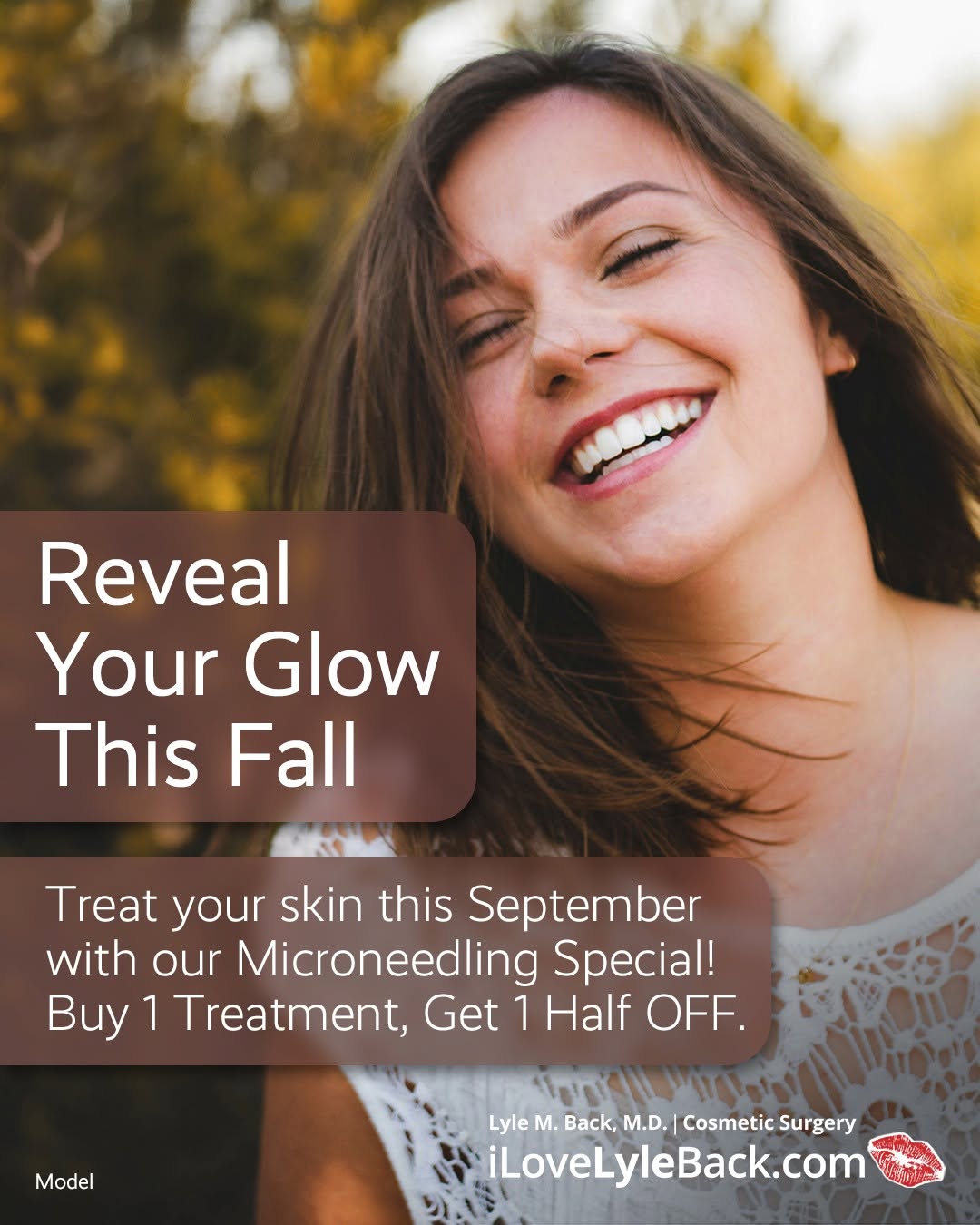 Instagram post by Dr. Lyle M. Back: September is the perfect time to refresh your skin! 🍂✨ For a limited time, take advantage of our Microneedling Skin Rejuvenation Special: �…