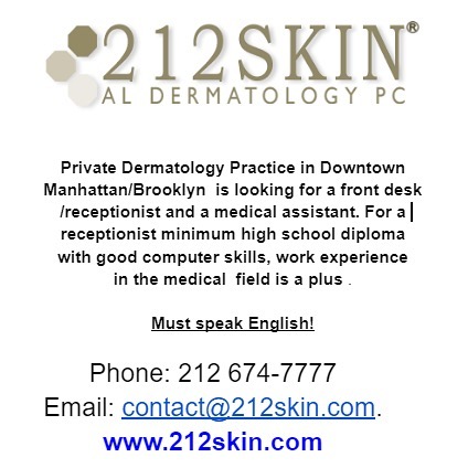 Instagram post by Dr. Lyubov Avshalumova: We are hiring! Front desk and Medical Assistant #nycjobs #medicaljobs #officejob