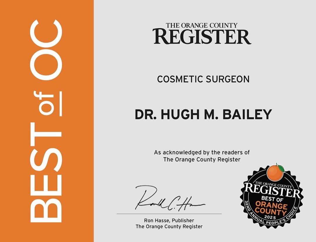 Instagram post by Dr. M. Hugh Bailey: Dr. Bailey has been voted as best cosmetic surgeon of Orange County again by his patients! If you would like to book a consultation with Dr.…