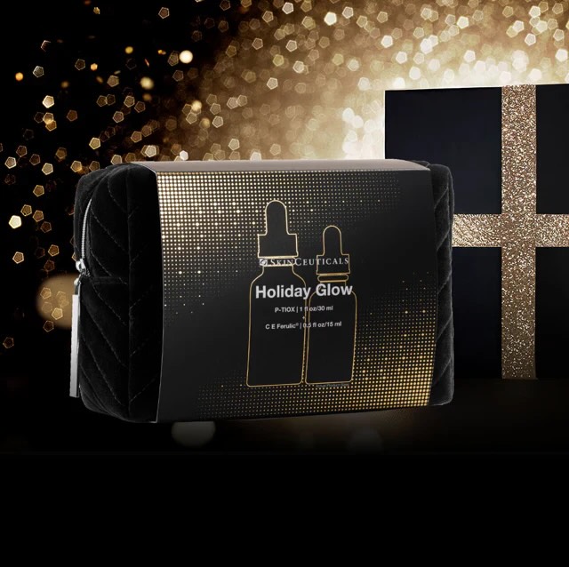 Instagram post by Dr. Malcolm Rude: Stop by to get your Holiday Glow on!! This SkinCeuticals special includes a full size P-TIOX, as well as, a travel size CE Ferulic -- priced…