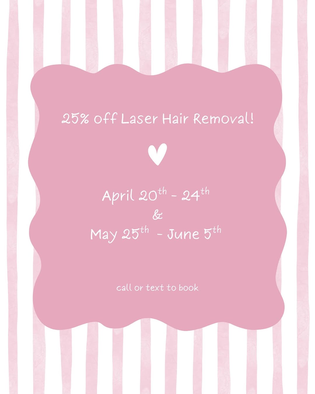 Instagram post by Dr. Malcolm Rude: BVPS special incoming ➡️➡️➡️ 25% off laser hair removal for select dates!! Call for more information!