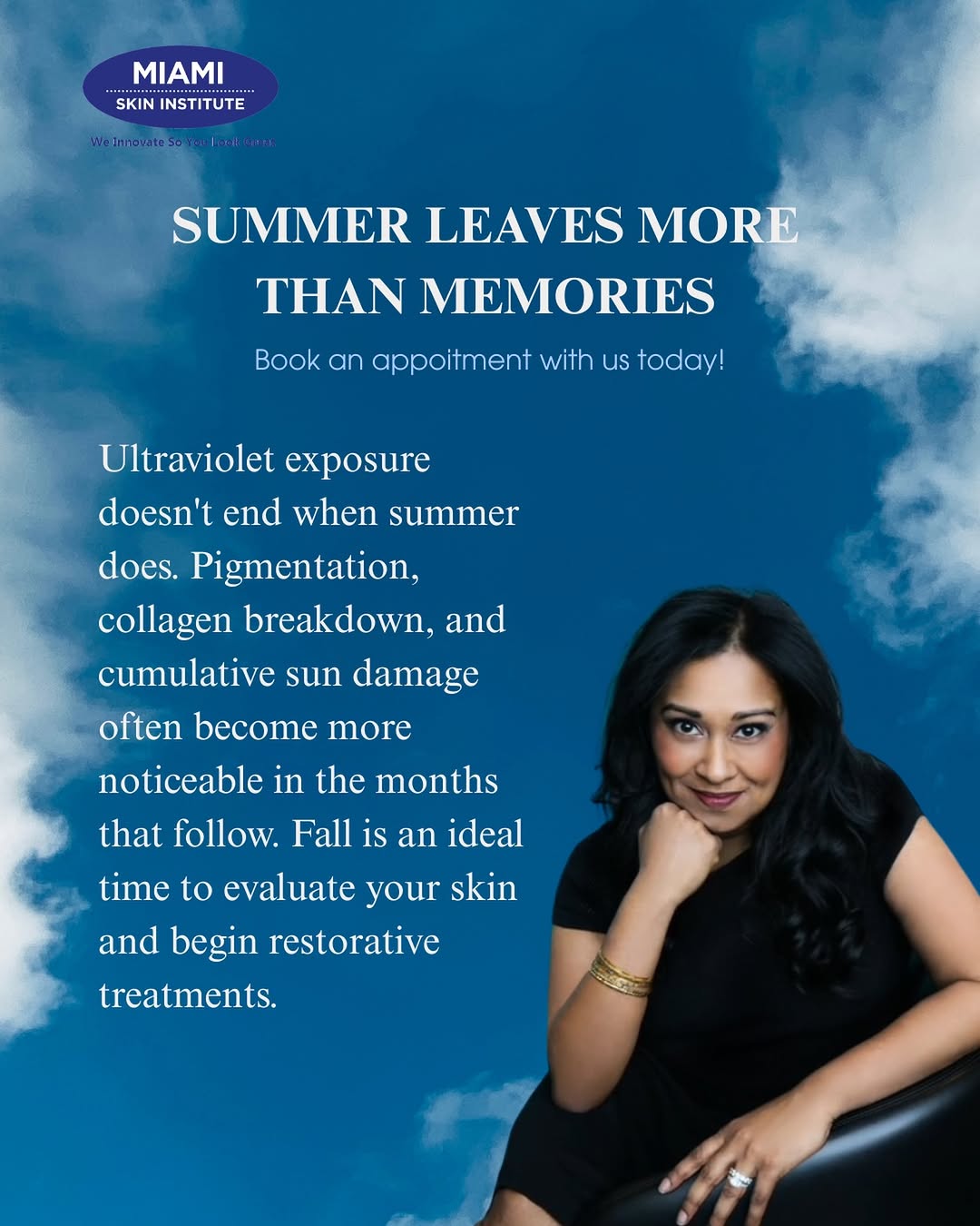 Instagram post by Dr. Manjula Jegasothy: ☀️ Summer leaves more than memories. Even after the season ends, the effects of ultraviolet exposure can continue to show on the skin. Pigme…