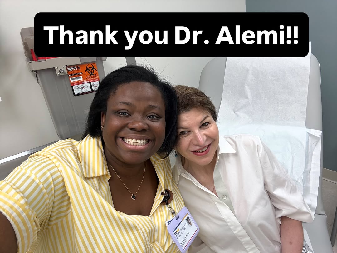 Instagram post by Dr. Maral Skelsey: Nobody wants an emergency appendectomy, but i am so grateful that when i needed one, the talented Dr Yewande Alemi was there! Many thanks to…