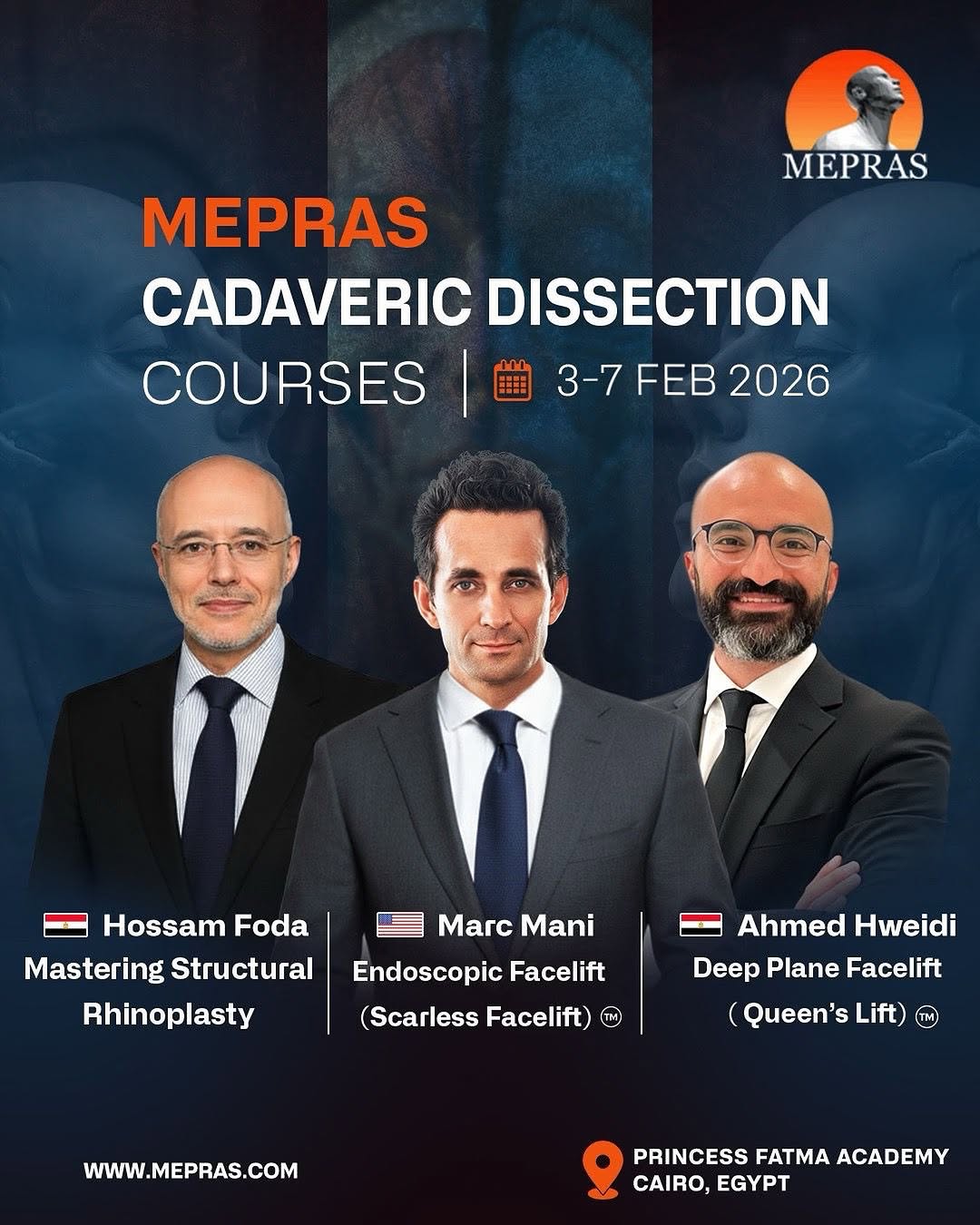 Instagram post by Dr. Marc Mani: 🌟 Reservations Open – Elevate Your Surgical Mastery! 🌟 Step into the future of aesthetic surgery with the MEPRAS Cadaveric Hands-On Worksh…