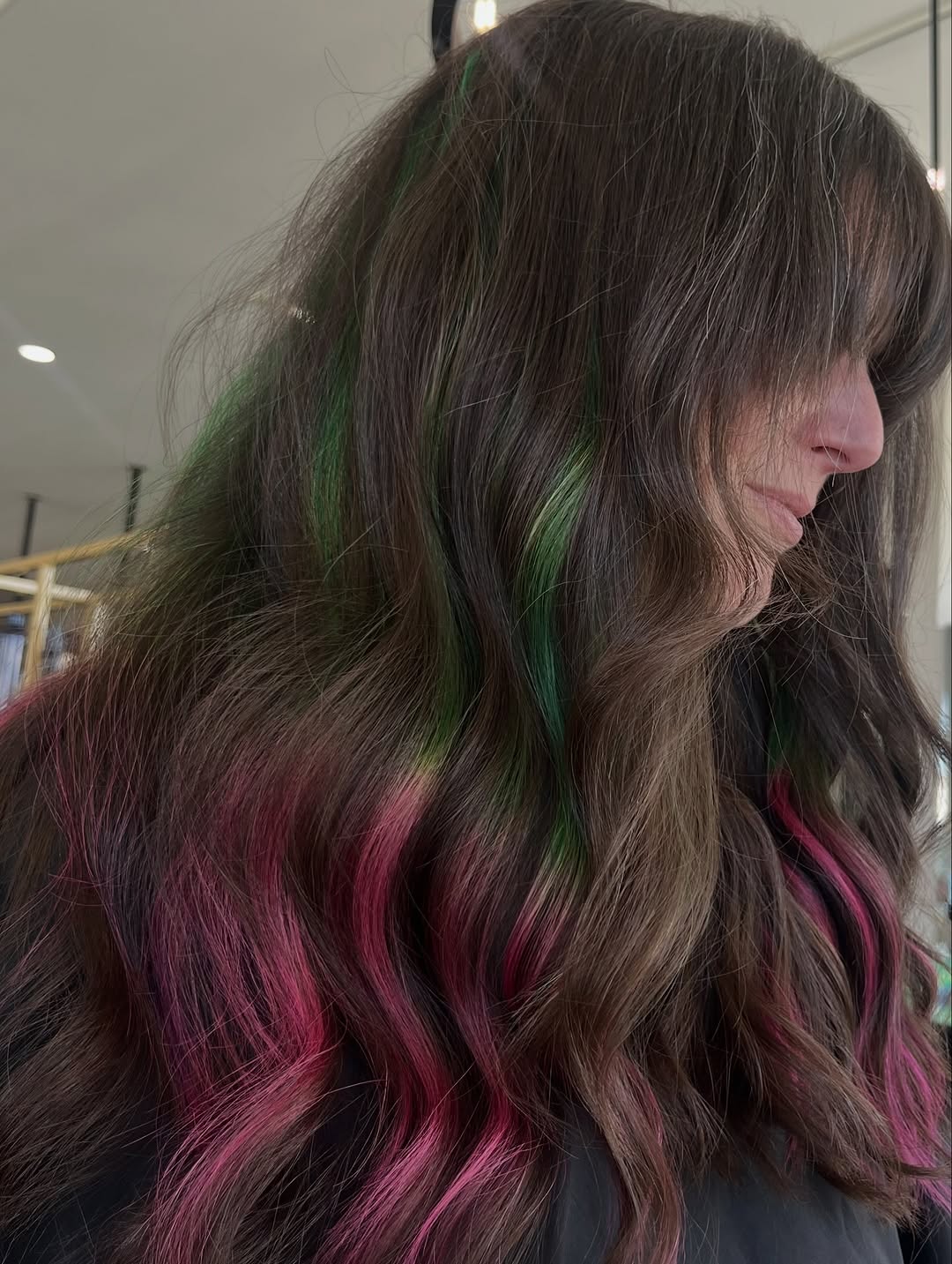 Instagram post by Dr. Marc Polacco: wicked inspired 🩷🐍 #vividspecialist #hairart #wickedforgood #hairnearme #hairtherapy