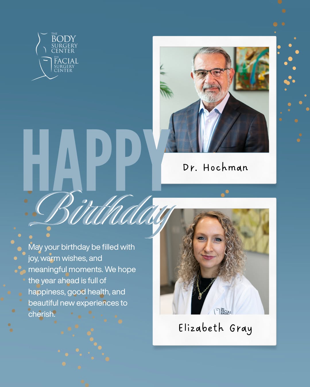 Instagram post by Dr. Marcelo Hochman: Wishing Doctor Hochman and our Lymphatic Massage Therapist, Elizabeth Gray, a very happy birthday! 🎂
