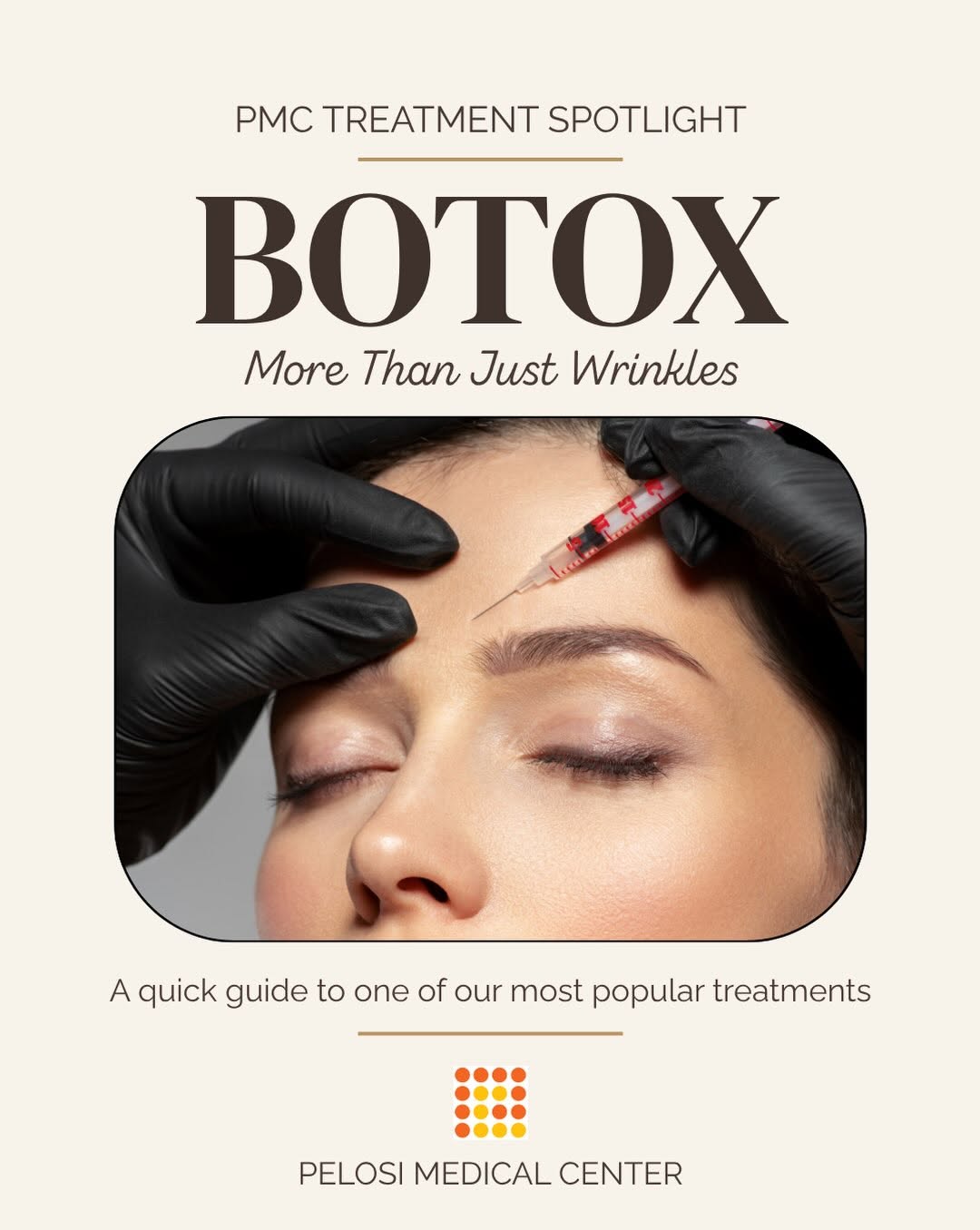 Instagram post by Dr. Marco A. Pelosi II: ✨ PMC TREATMENT SPOTLIGHT: BOTOX 💉 More than just wrinkles! From forehead lines and crow’s feet to lip flips, brow lifts & more — Botox can…