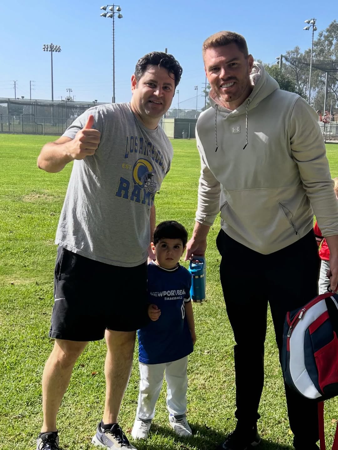 Instagram post by Dr. Marco M. Zahedi: Congrats to the world series champ @freddiefreeman Mason had a blast playing this year. Go Newport Cubs and @dodgers #baseball #worldseries …