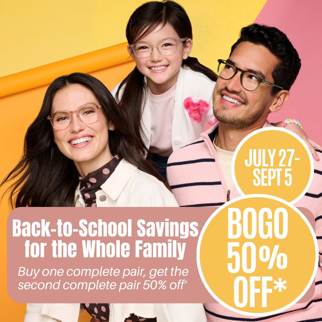 Instagram post by Dr. Marcos T. Doxanas: 📚✨ New school year, fresh look! 👀 Start the school year with eyewear the whole family will love—and save while you're at it. From kids hea…