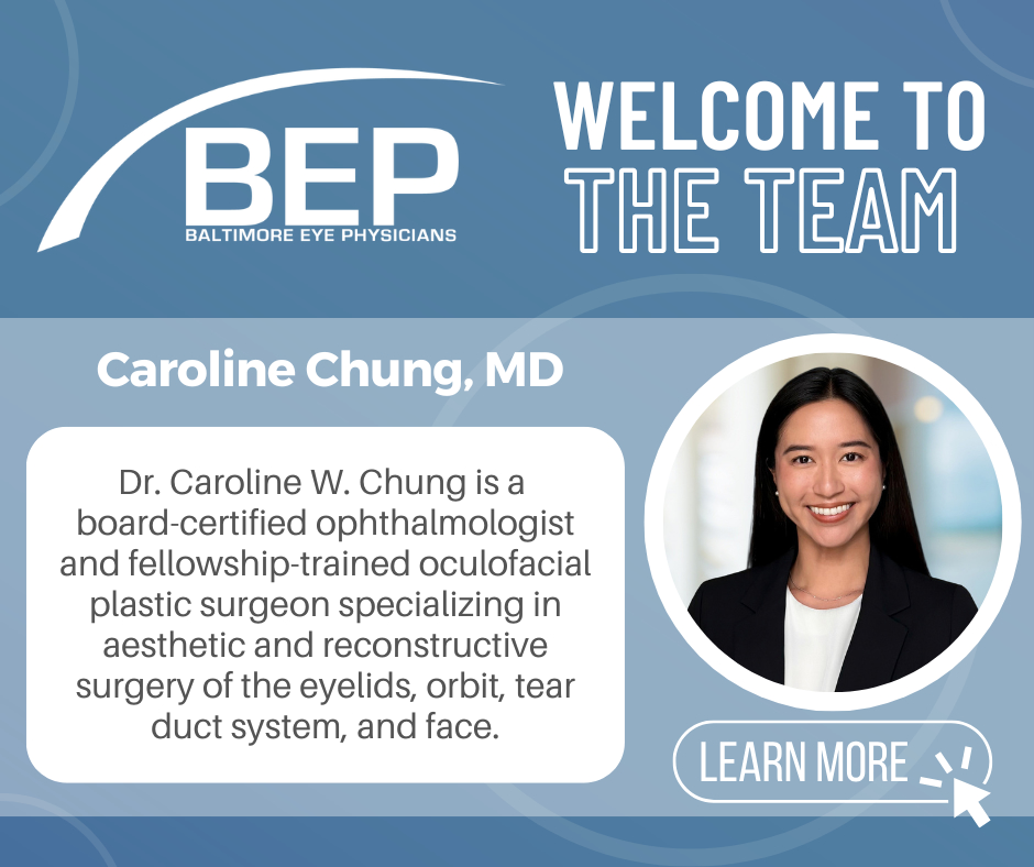 Instagram post by Dr. Marcos T. Doxanas: Please join us in welcoming Dr. Caroline W. Chung, MD to Baltimore Eye Physicians! 👋 Dr. Chung is a board-certified ophthalmologist and fel…