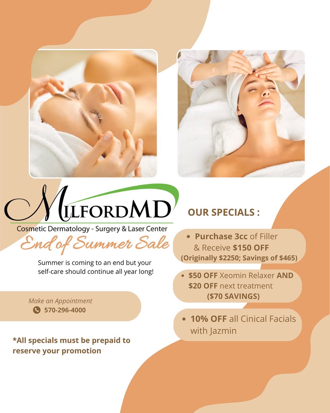 Instagram post by Dr. Marina Buckley: ✨ August Specials Are Here at MilfordMD! ✨ Refresh your look and save with our limited-time offers: 💉 Purchase 3cc of Filler & Receive $150…