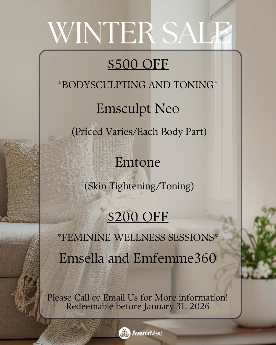 Instagram post by Dr. Marissa Magsino: Cold weather, warm results! 🔥 Sculpt your body and lift your glow with our winter specials. Book your sessions along with your hormone chec…